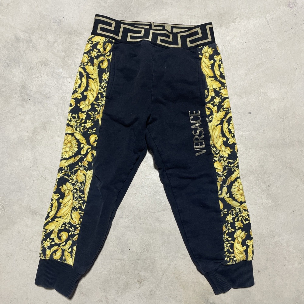 Versace Boy's Logo-Print Barocco Trim Sweat Pants Joggers Toddler 4 110/50
